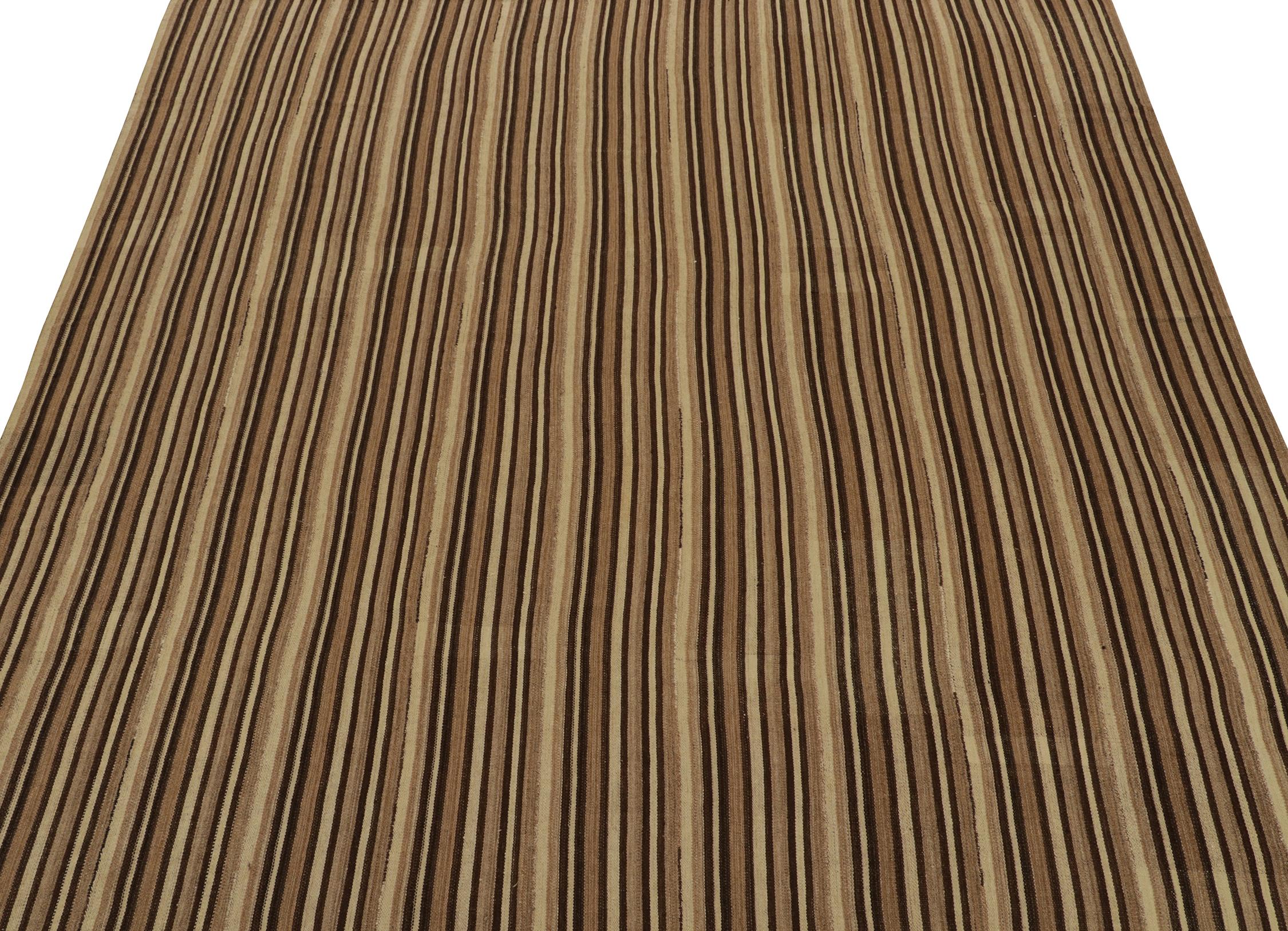 Bidjar Persischer Kelim-Teppich in Beige mit braunen Streifen von Teppich & Kilim (Stammeskunst) im Angebot