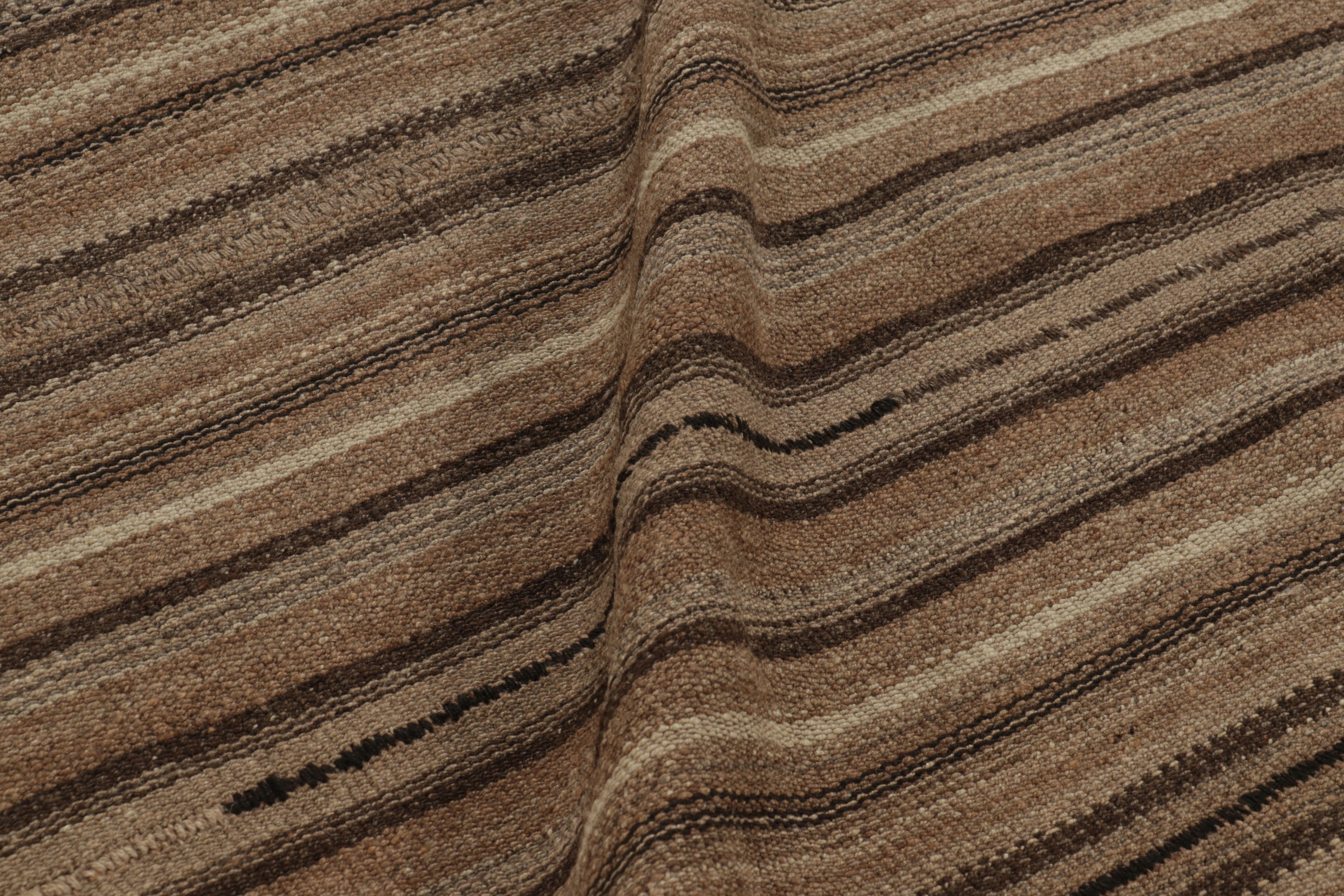 Lana Vintage Bidjar Persian Kilim, tappeto tribale a strisce marroni in vendita