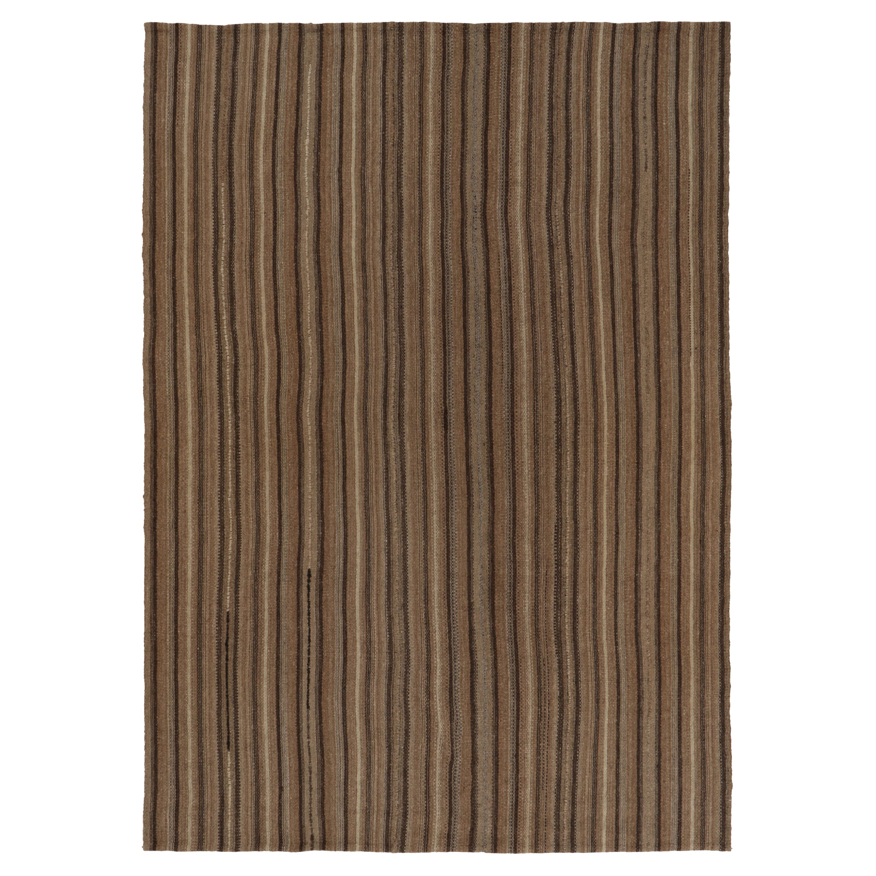 Vintage Bidjar Persischer Kilim, Stammes-Teppich in braunen Streifen