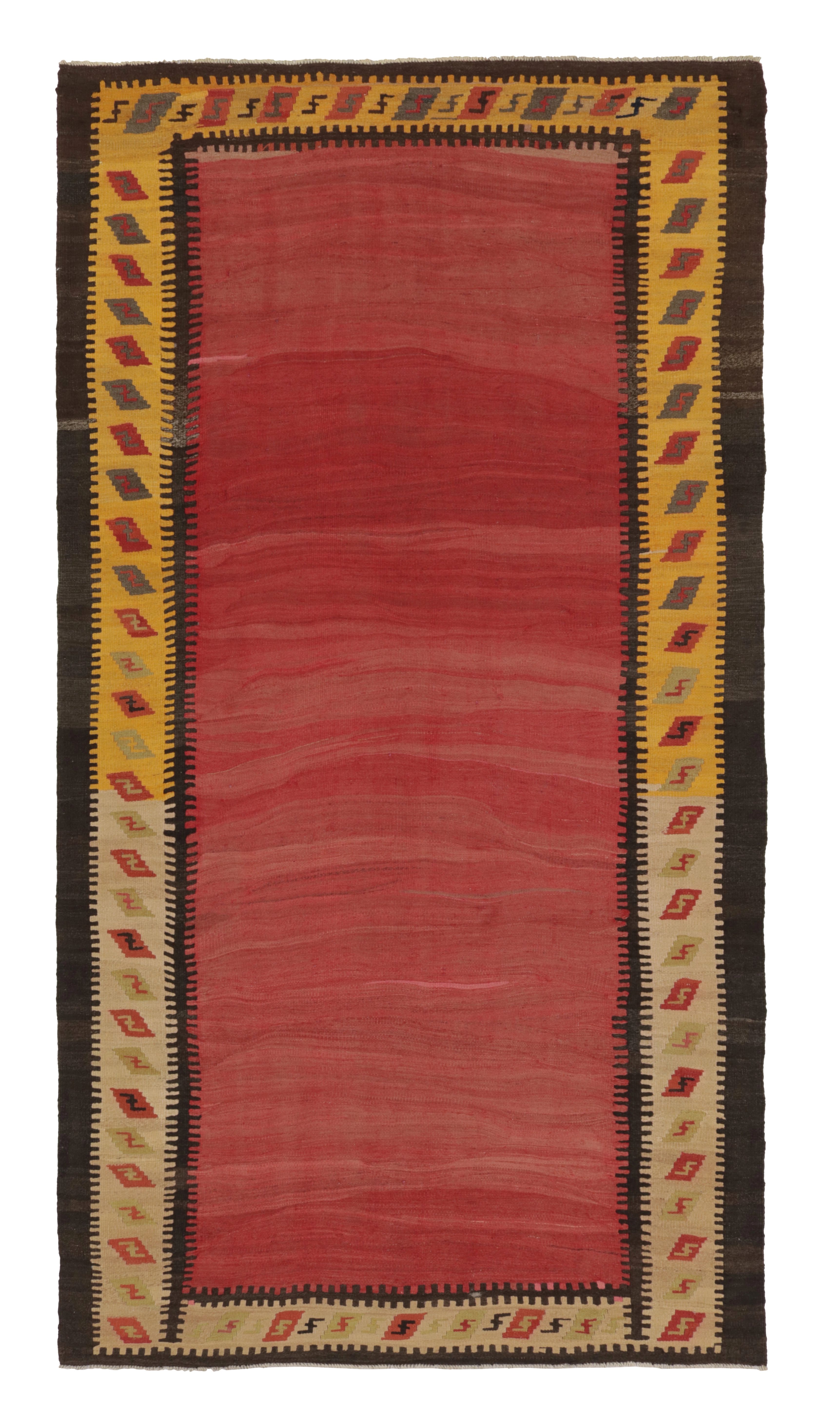 Vintage Bidjar Persian Kilim, Warm Red Open field and Gold Border - Rug
Kilim