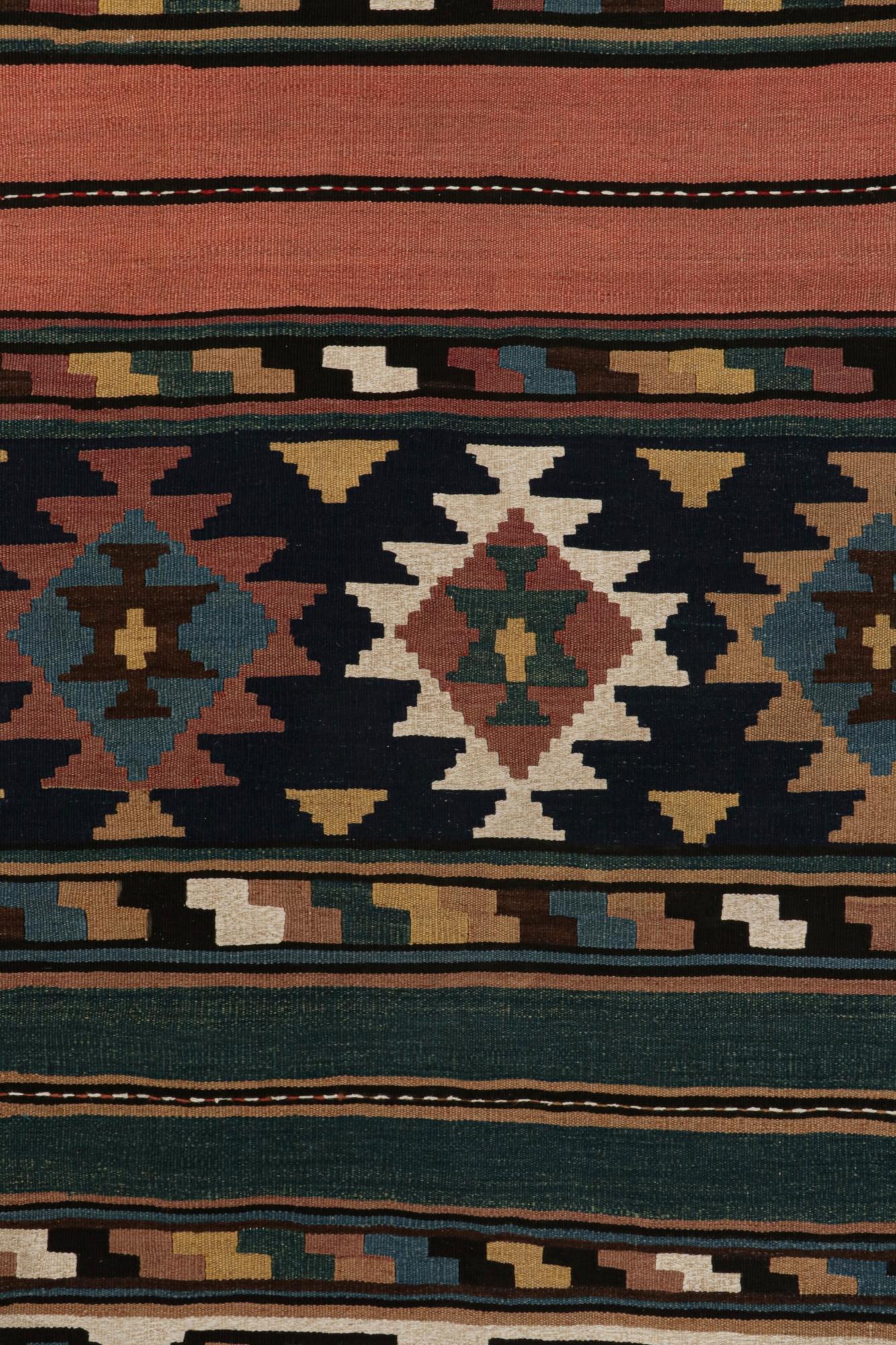 Tribal Vintage Bidjar Persian Kilim with Geometric Patterns For Sale