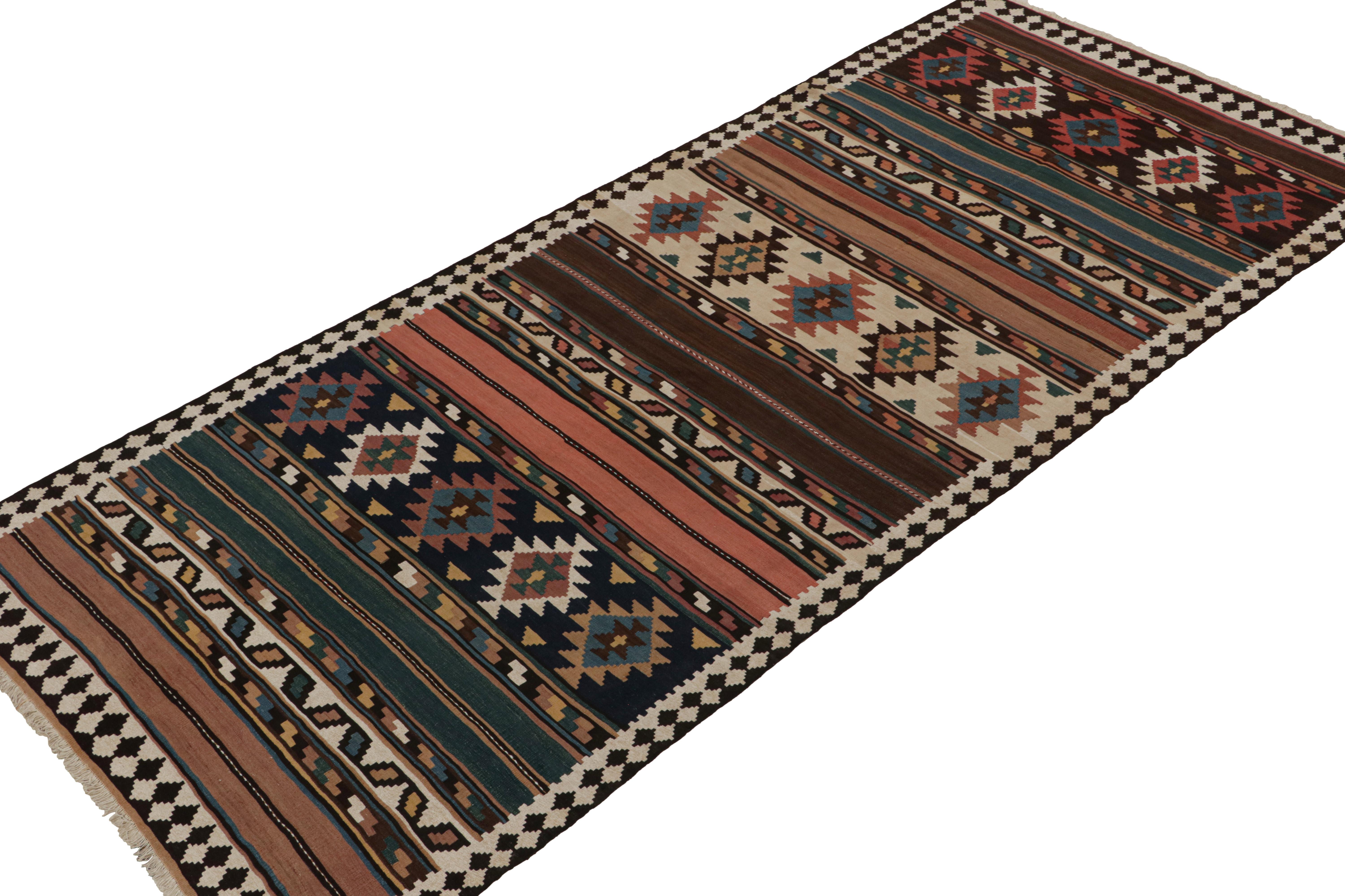 Hand-Knotted Vintage Bidjar Persian Kilim with Geometric Patterns For Sale