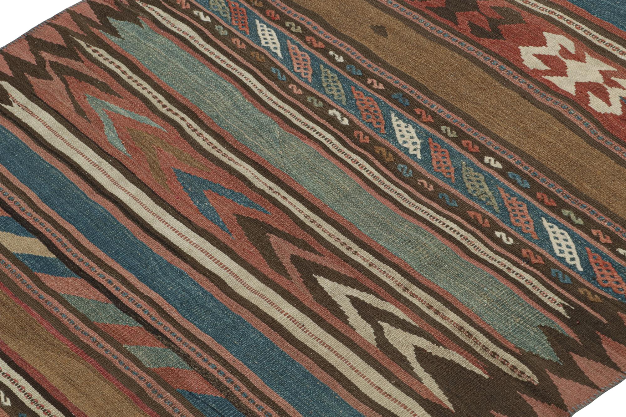 This vintage 4x5 Persian Kilim is a new addition of Bidjar provenance in Rug & Kilim's rare tribal curations. Handwoven in wool circa 1950-1960.

On the Design: 

Bidjar Kilims like this are reputed for their durability and distinct nomadic