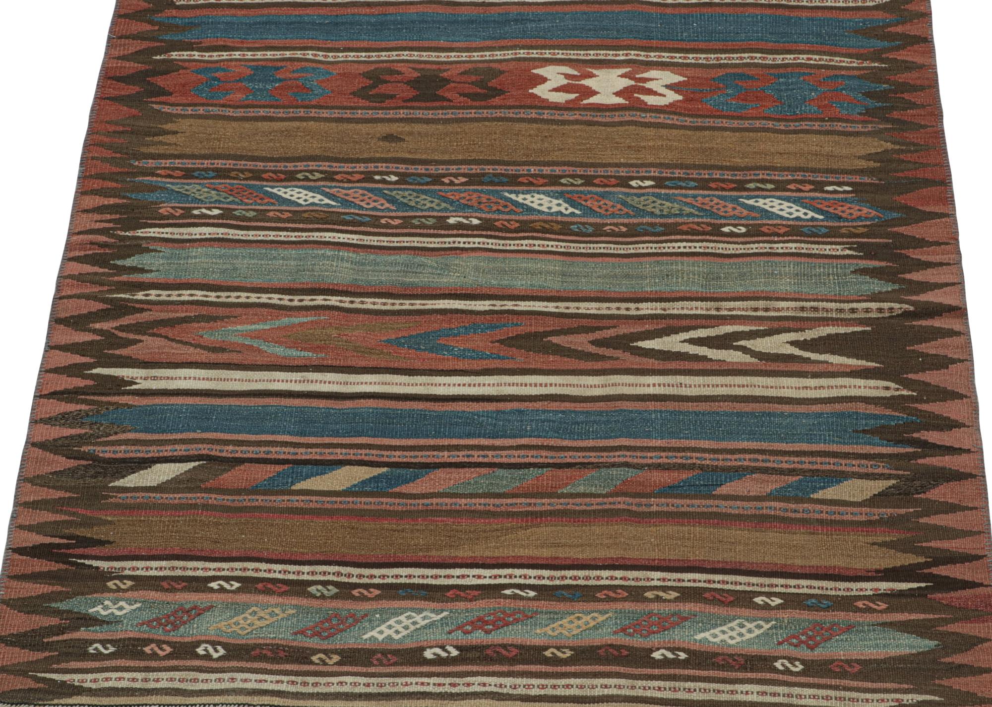 Vintage Bidjar Persian Kilim with Stripes & Geometric Patterns In Good Condition For Sale In Long Island City, NY