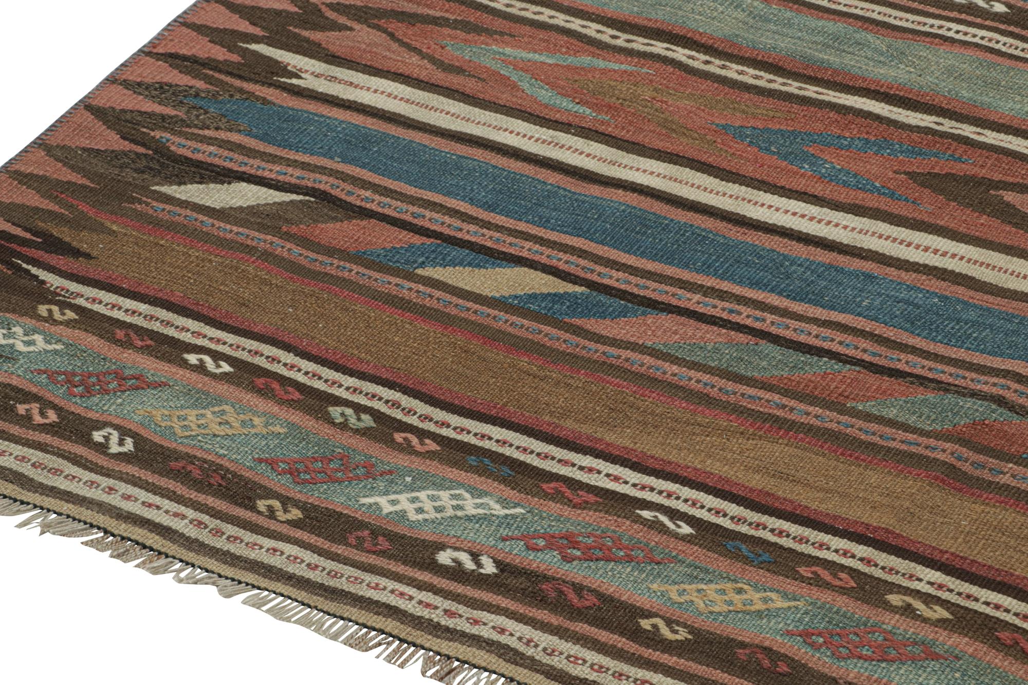 Mid-20th Century Vintage Bidjar Persian Kilim with Stripes & Geometric Patterns For Sale