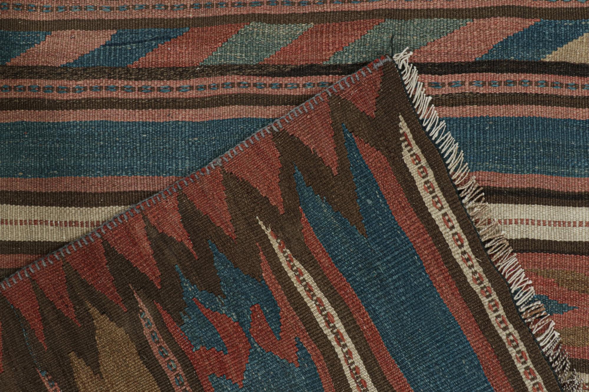 Wool Vintage Bidjar Persian Kilim with Stripes & Geometric Patterns For Sale