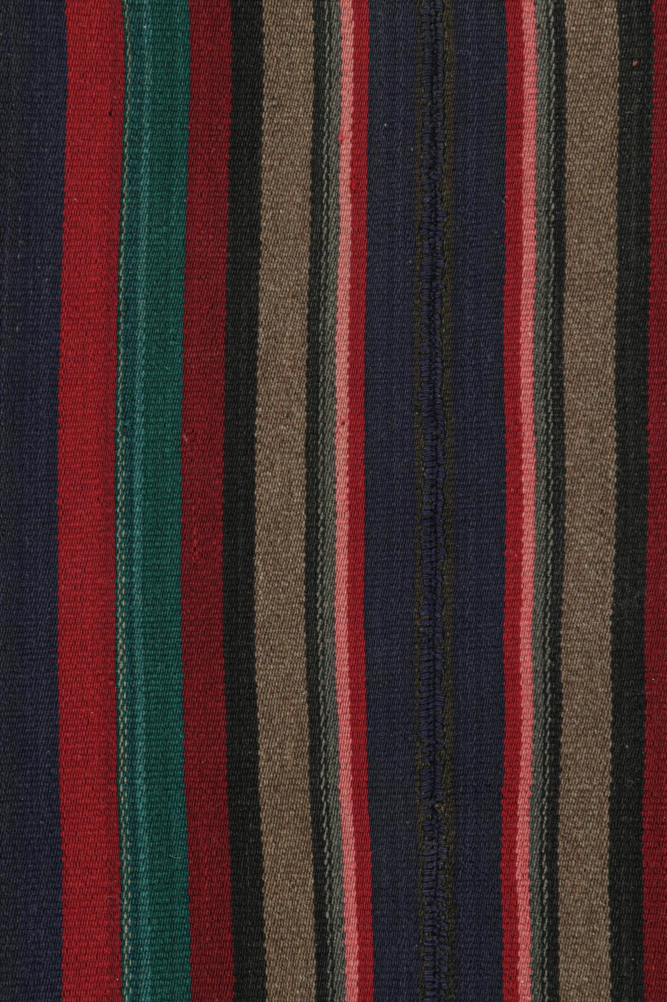 Tribal Vintage Bidjar Persian Square Kilim with Multicolor Stripes For Sale