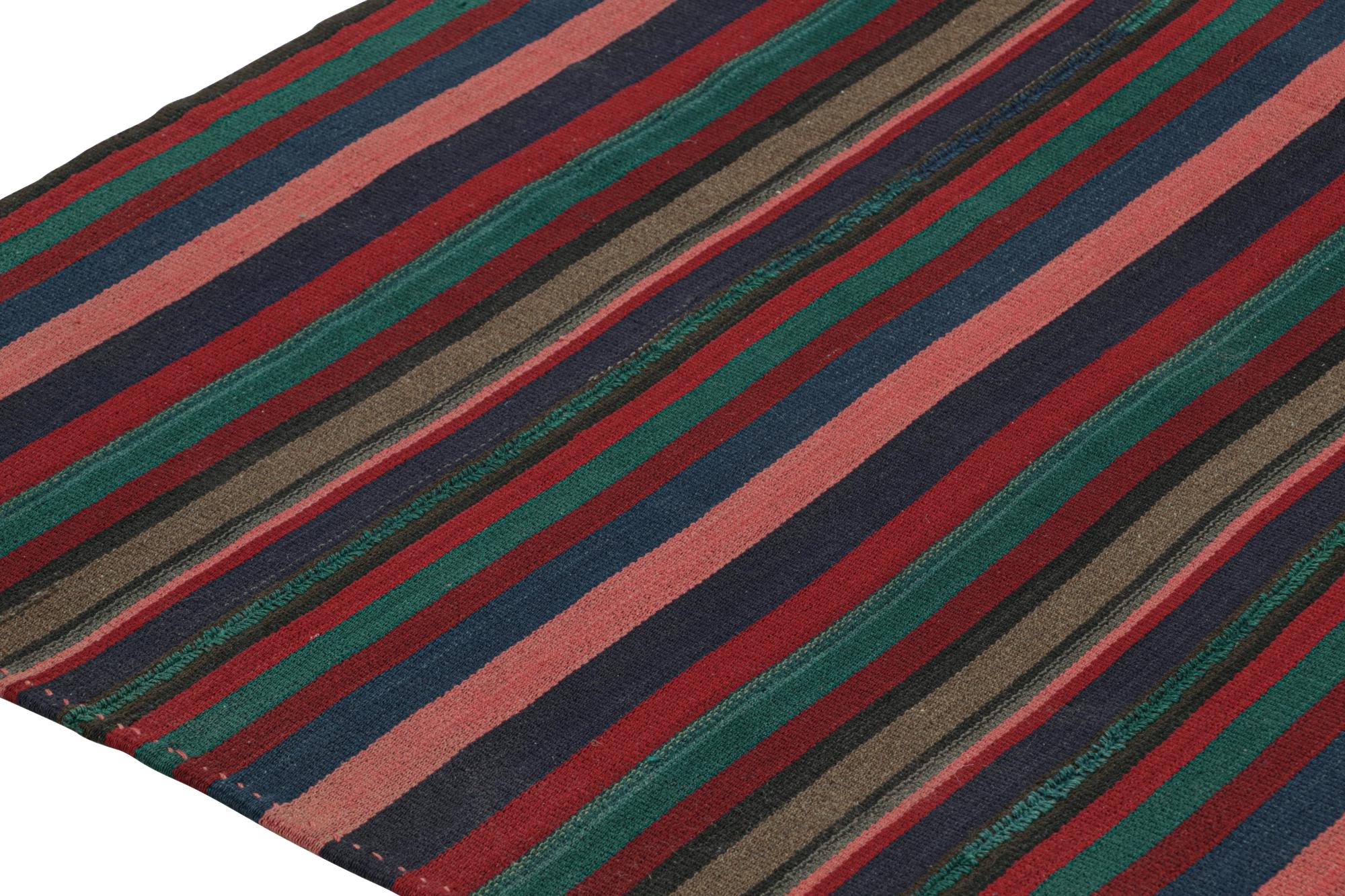 Mid-20th Century Vintage Bidjar Persian Square Kilim with Multicolor Stripes For Sale
