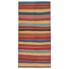 Vintage Bidjar Persian Tribal Kilim in Red, Gold and Blue Stripes by Rug & Kilim