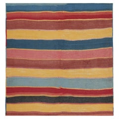 Vintage Bidjar Persian Tribal Kilim in Red, Gold and Blue Stripes by Rug & Kilim