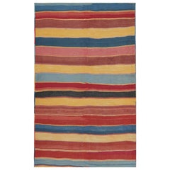 Kilim tribal persan Vintage Bidjar à rayures rouges, or et bleues par Rug & Kilim