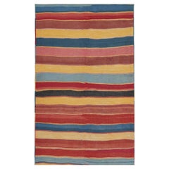 Kilim tribal persan Vintage Bidjar à rayures rouges, or et bleues par Rug & Kilim