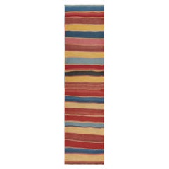 Vintage Bidjar Persian Tribal Kilim in Red, Gold and Blue Stripes by Rug 
Kilim