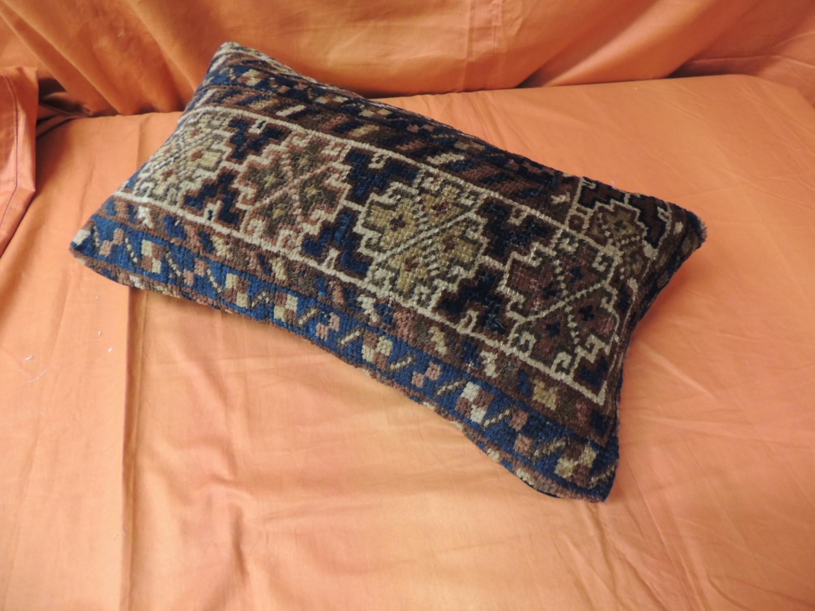 Tribal Vintage Bidjar Rug Fragment Decorative Lumbar Pillow