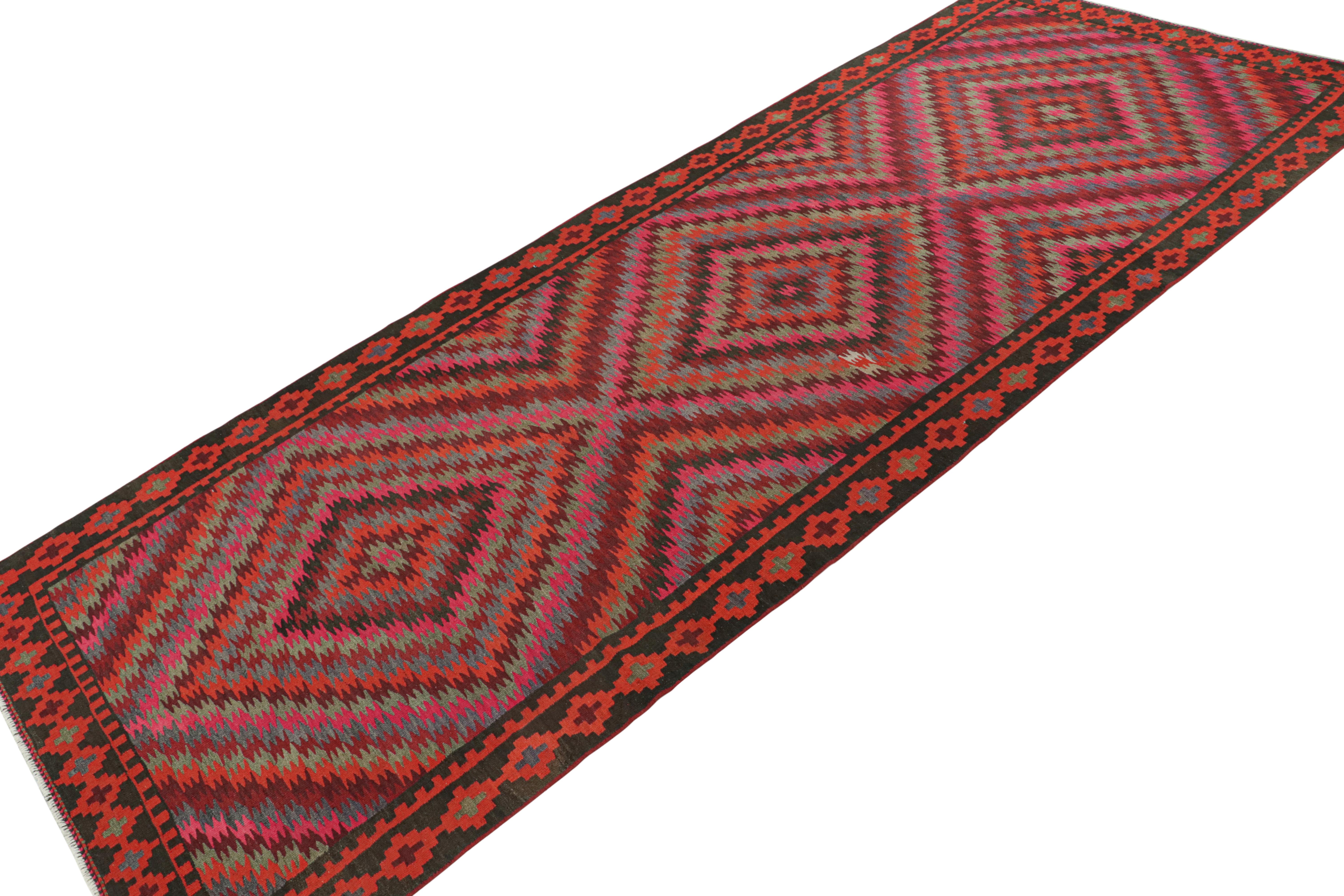 Turkish Vintage Bidjar Tribal Kilim in Polychromatic Geometric Patterns by Rug & Kilim For Sale
