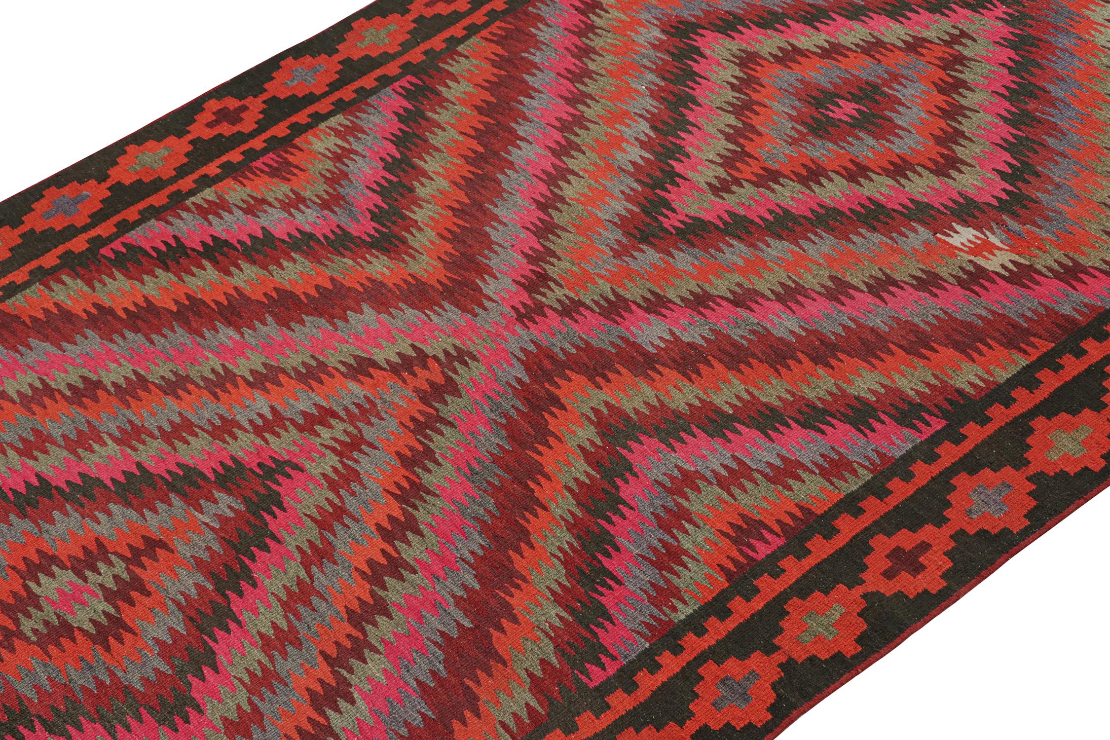 Hand-Knotted Vintage Bidjar Tribal Kilim in Polychromatic Geometric Patterns by Rug & Kilim For Sale