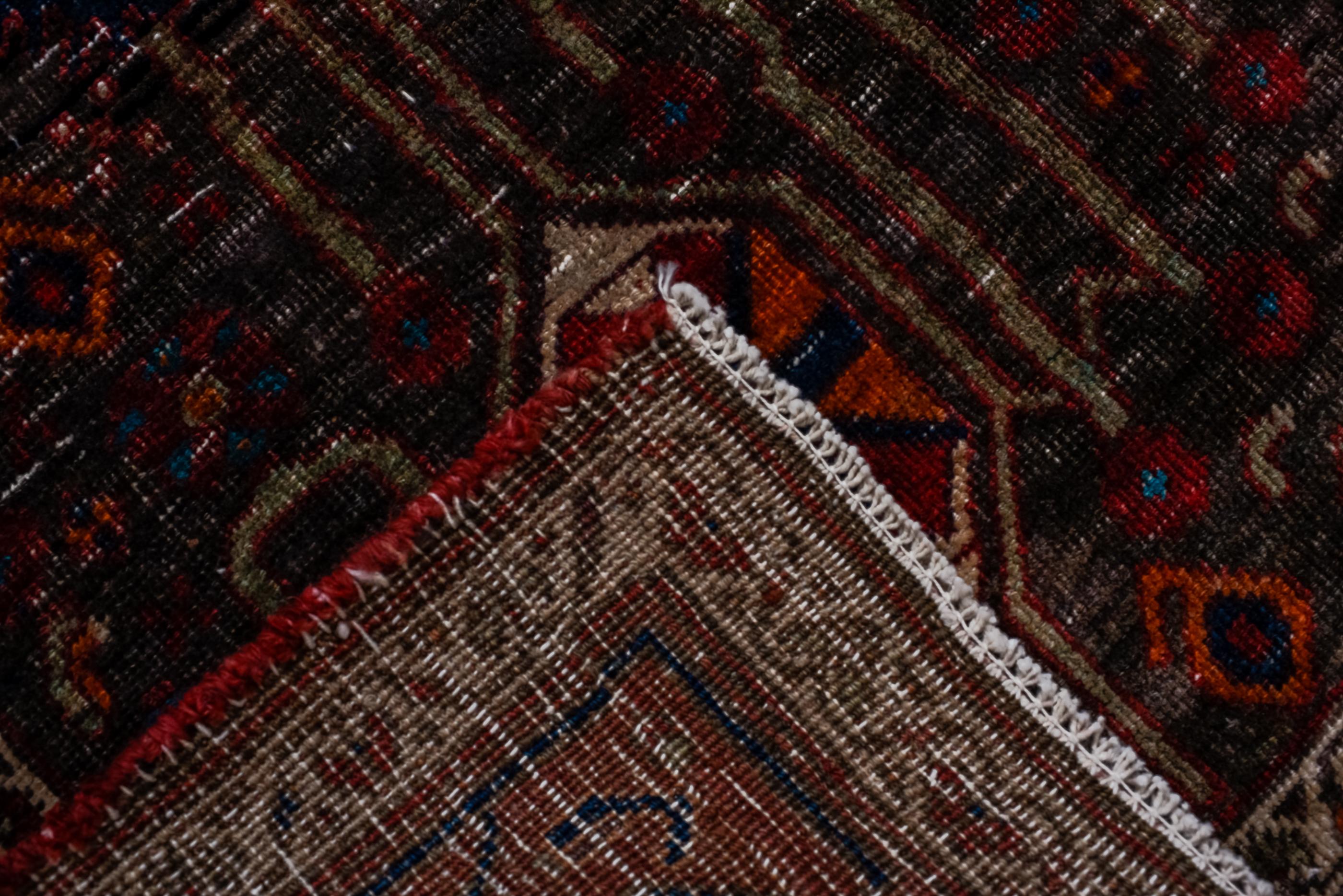 Bidjar Vintage con Campo Negro Oscuro y Diseño Rojo siglo XX
