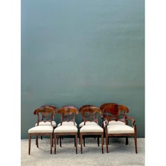 Vintage Biedermeier Flame Dining Chairs - Set Of 8