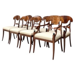 Vintage Biedermeier Flame Dining Chairs - Set Of 8