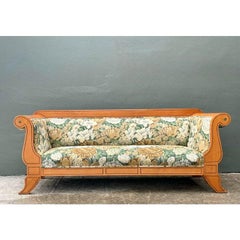 Vintage Biedermeier Sofa in Dorothy Draper Floral Tapestry