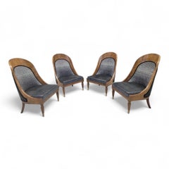 Vintage Biedermeier Style Burlwood Chairs by Michael Taylor For Baker Furniture