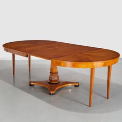 Vintage Biedermeier Style Figured Walnut Extendable Dining Table - Round to Oval