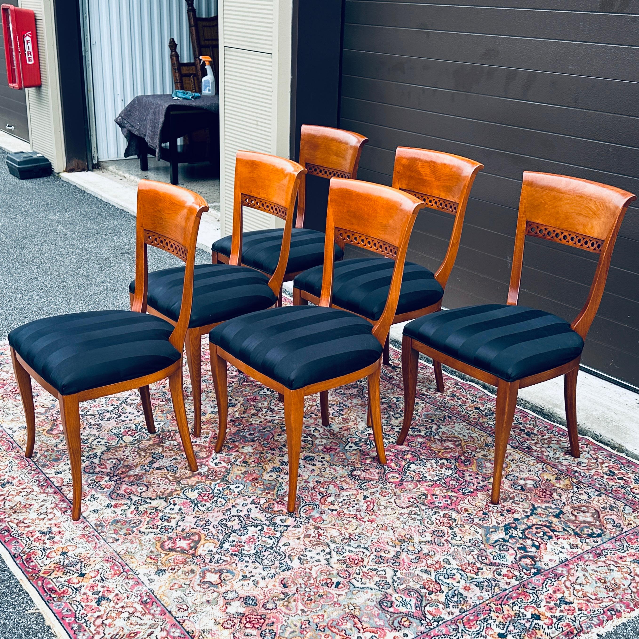 20th Century Vintage Biedermeier Style Italian Dining Side Chairs Set of Six