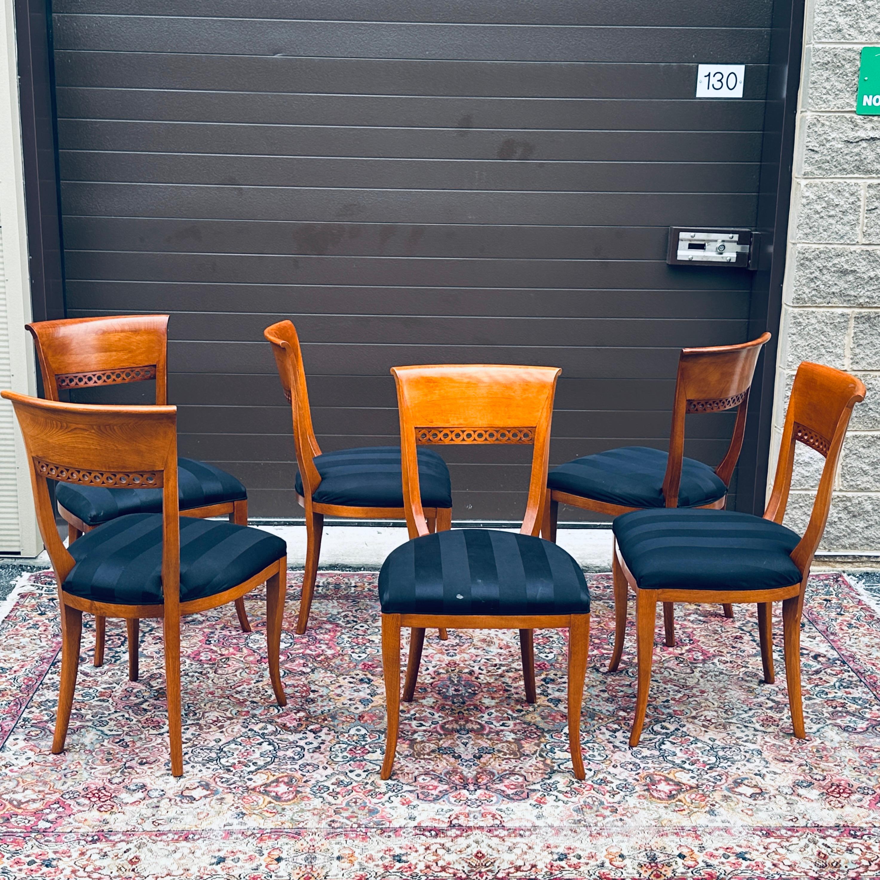 Upholstery Vintage Biedermeier Style Italian Dining Side Chairs Set of Six