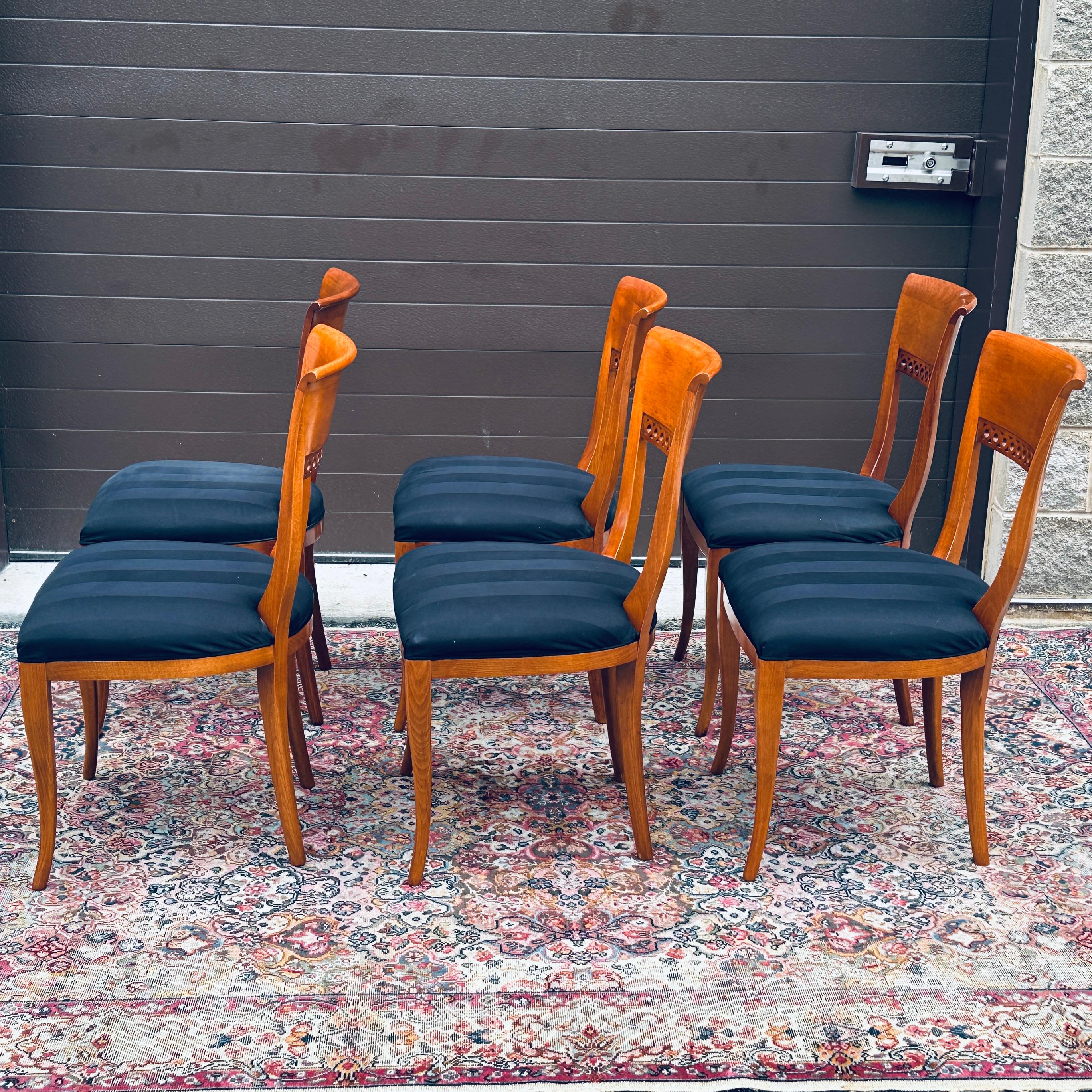 Vintage Biedermeier Style Italian Dining Side Chairs Set of Six 3