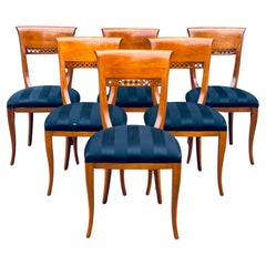 Vintage Biedermeier Style Italian Dining Side Chairs Set of Six
