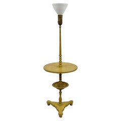 Lampadaire de style Biedermeier vintage en bois sculpté tourné