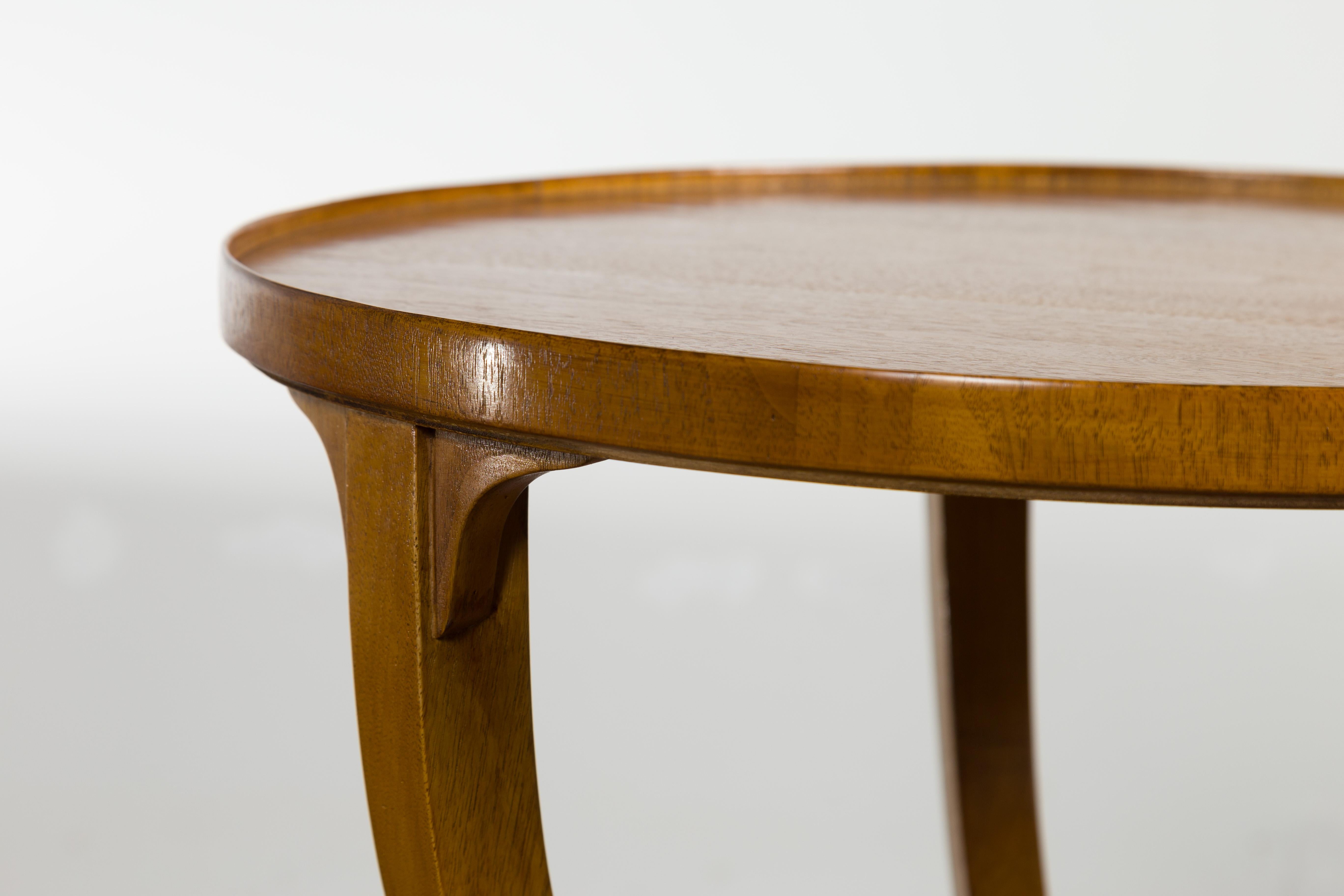 Vintage Biedermeier Style Walnut Guéridon Table with Tripod Base and Shelf 2