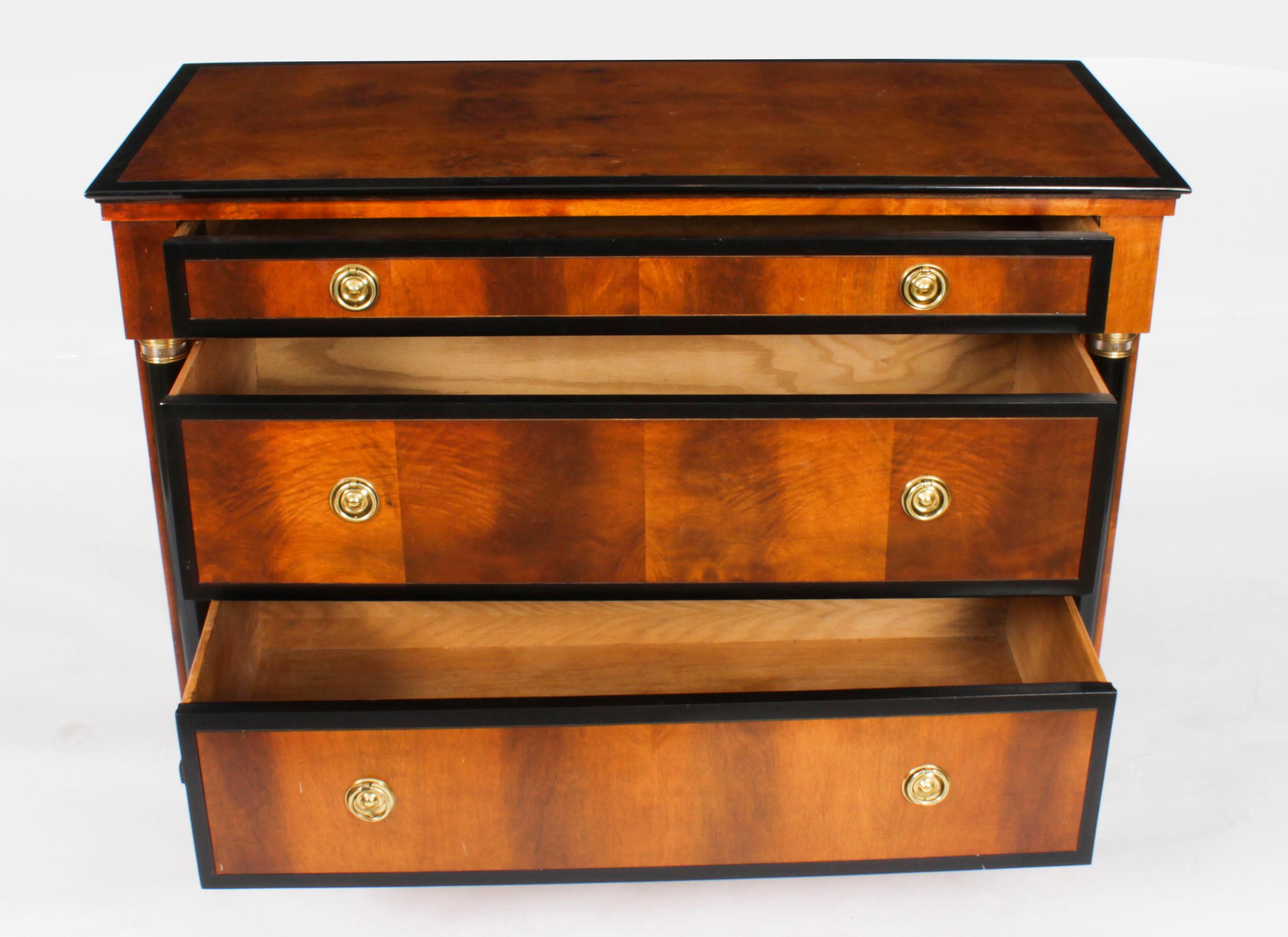 Vintage Biedermeier Walnut Ebonized Harrods Chest of Drawers, Late 20th Century 8