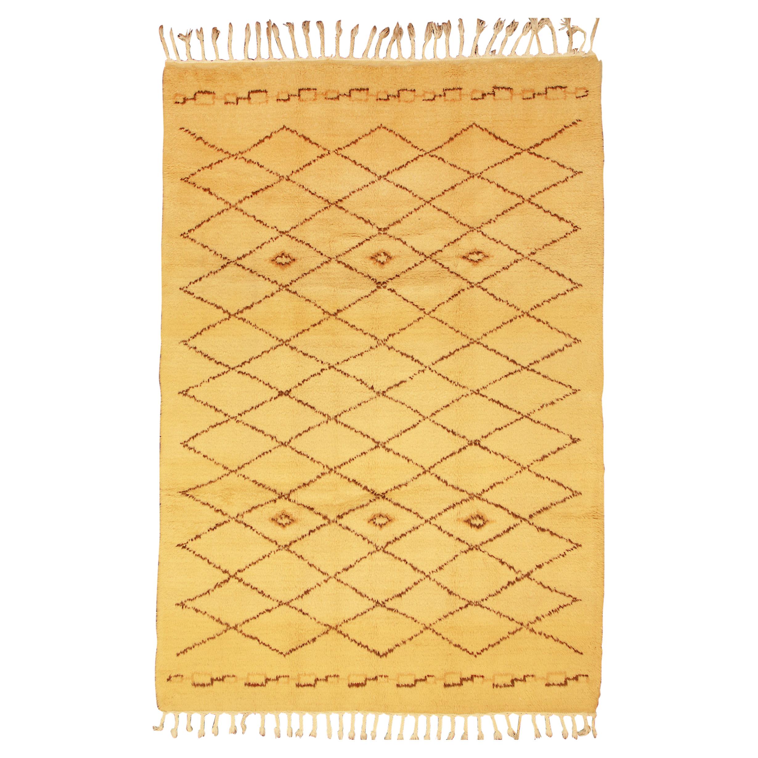 Beni Ourain Moroccan Vintage Biege&Cream Wool Carpet, 1950-1970