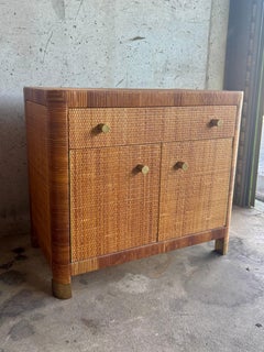Vintage Bielecky Brothers Bedside Chest in Cane and Brass