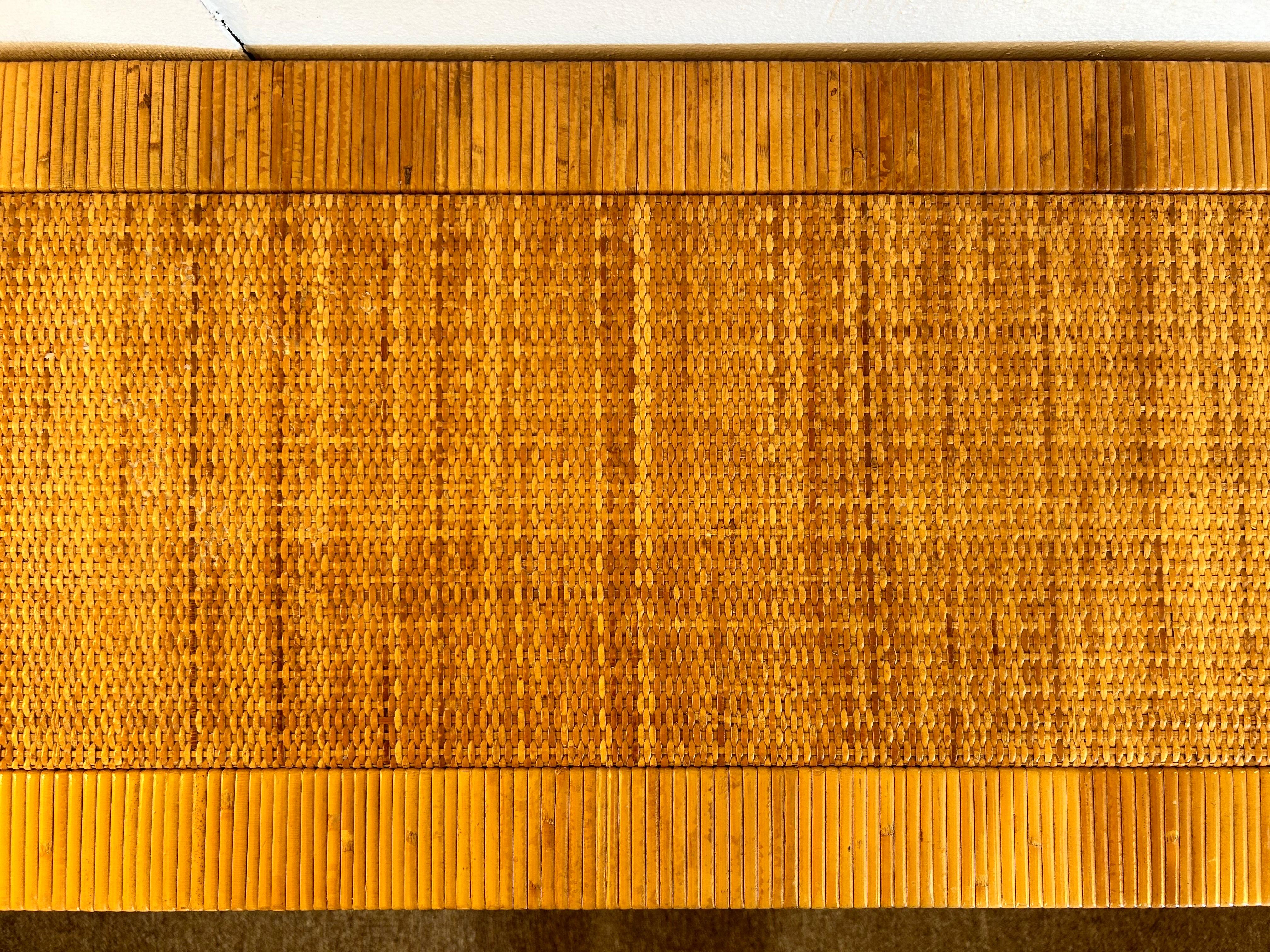 Vintage Bielecky Brothers Style Coastal Rattan Wrapped and Woven Console Table For Sale 6