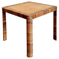 Mesa de juego vintage de ratán envuelto Bielecky Brothers