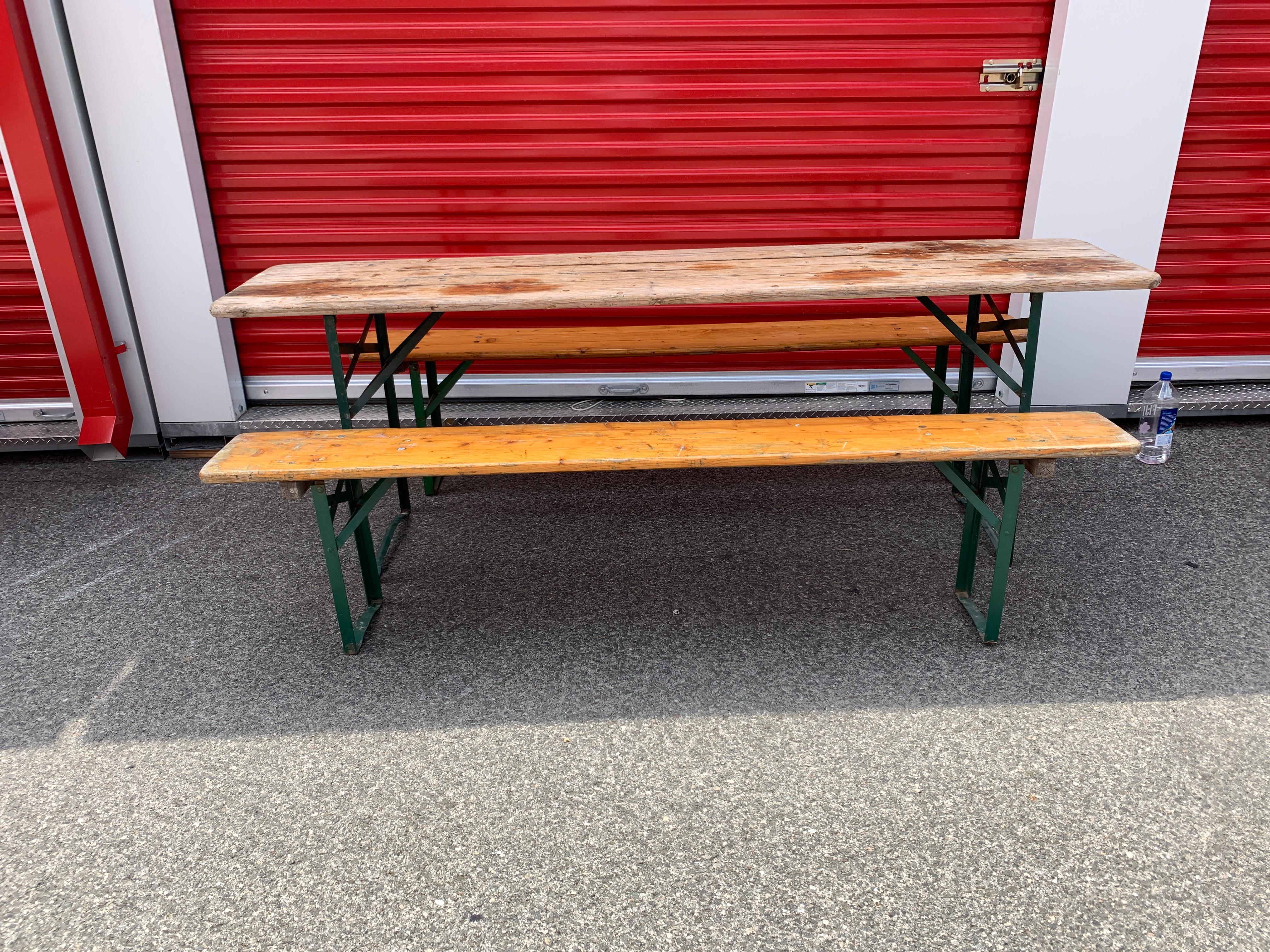 vintage biergarten table and benches