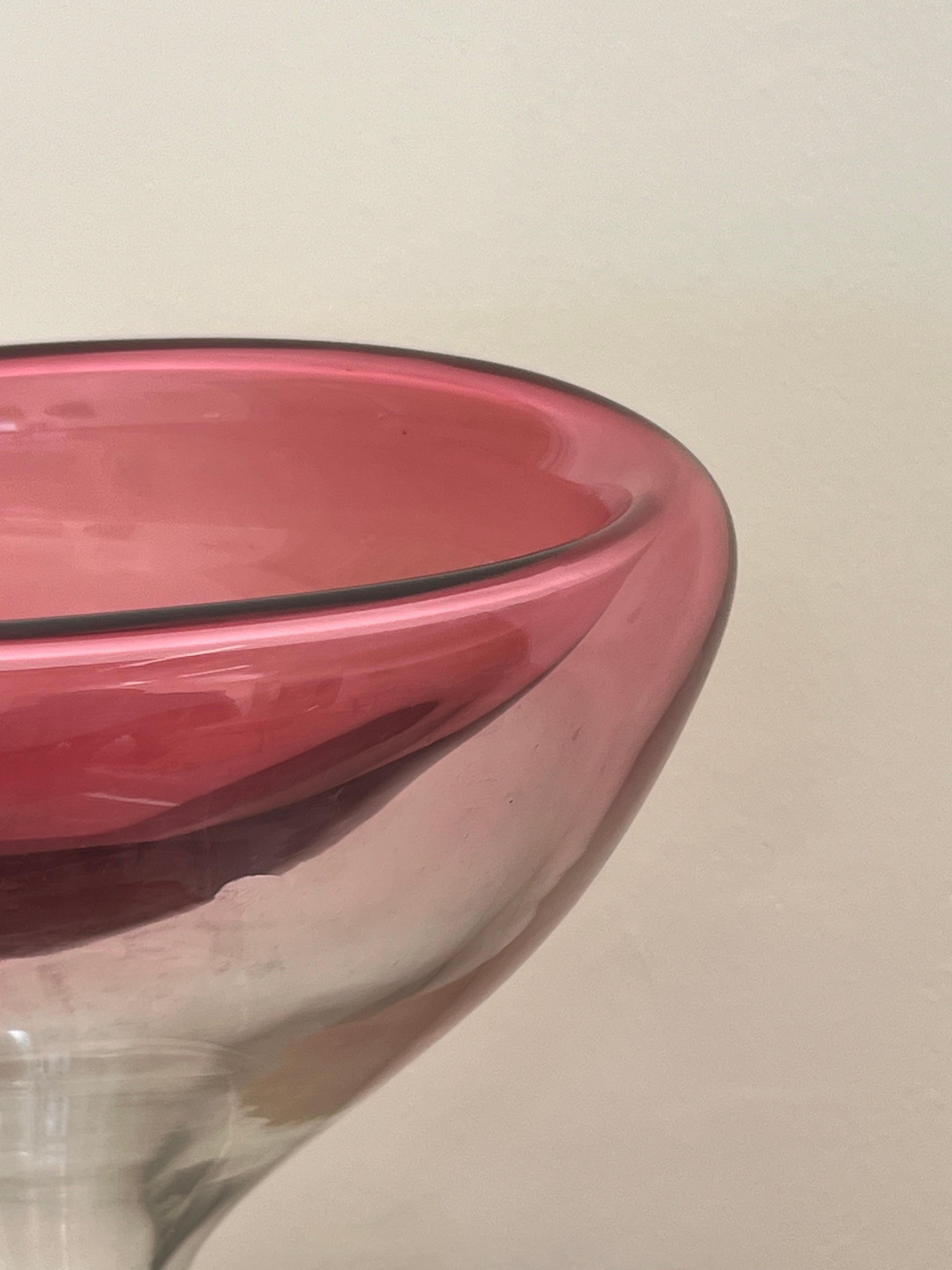 Glass Sculptural and Fluid Murano Sculpture - Centerpiece - Vase - Tray By Effedue For Sale