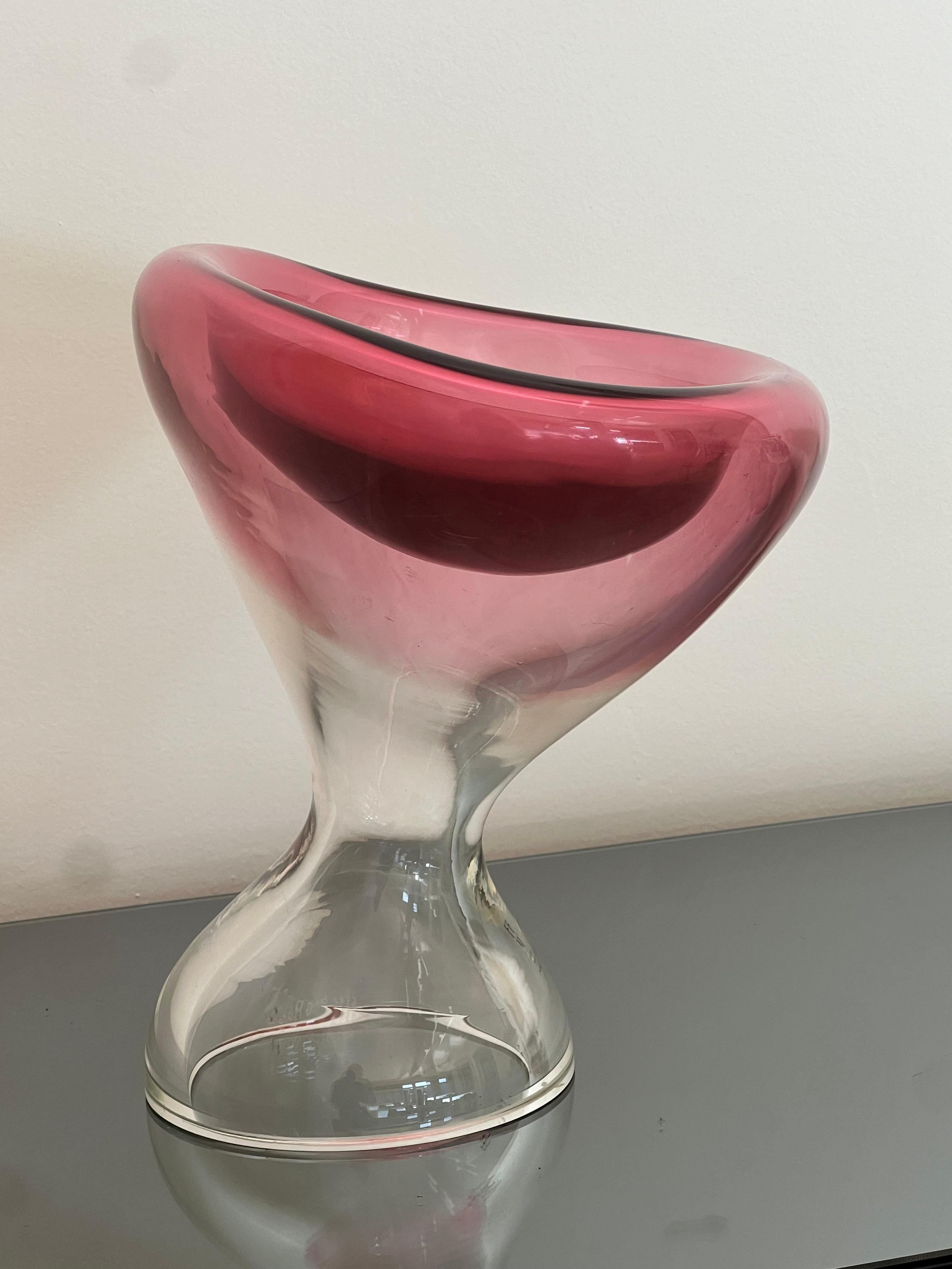 Sculptural and Fluid Murano Sculpture - Centerpiece - Vase - Tray By Effedue For Sale 1