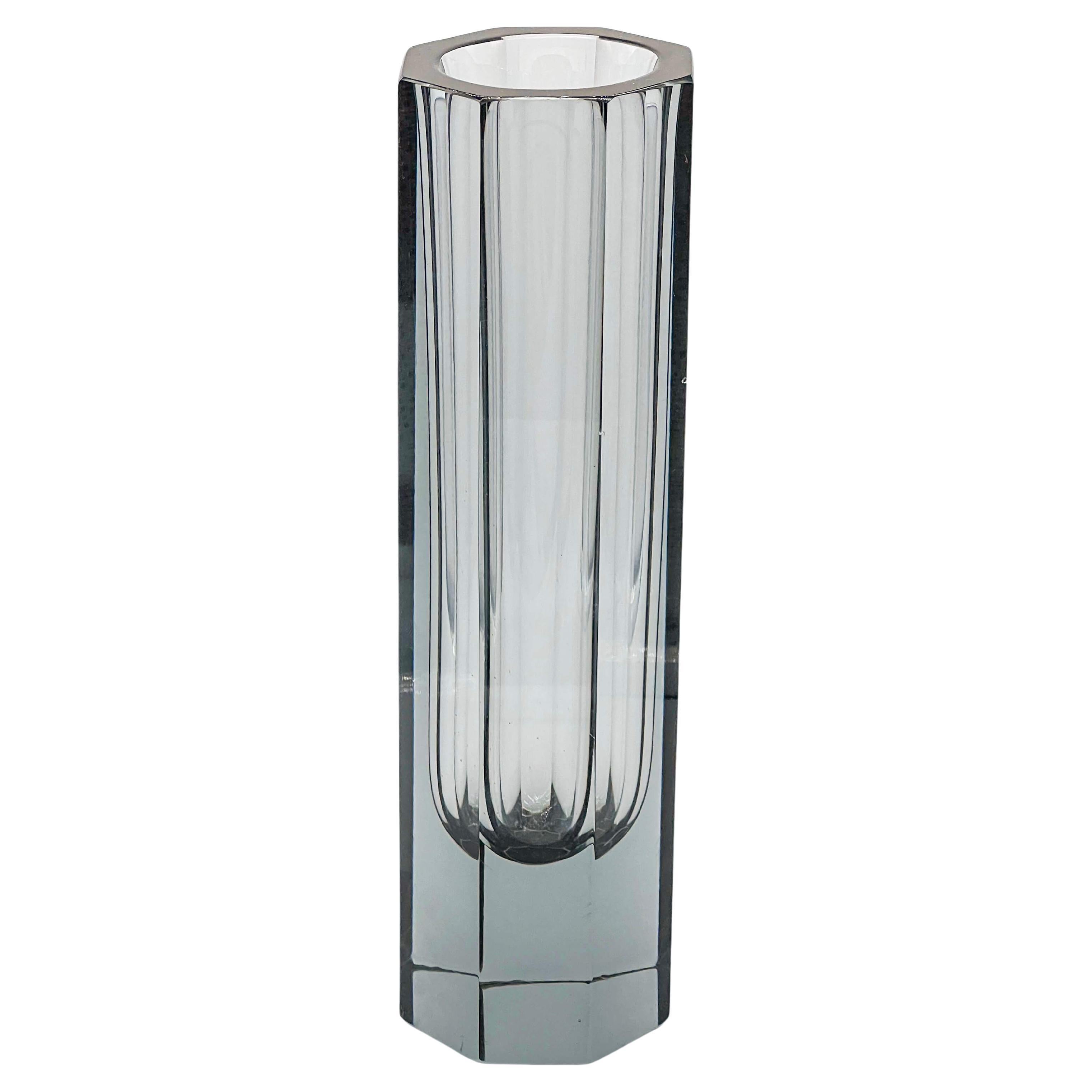 Grand et imposant vase vintage Sommerso en verre de Murano gris, style Flavio Poli