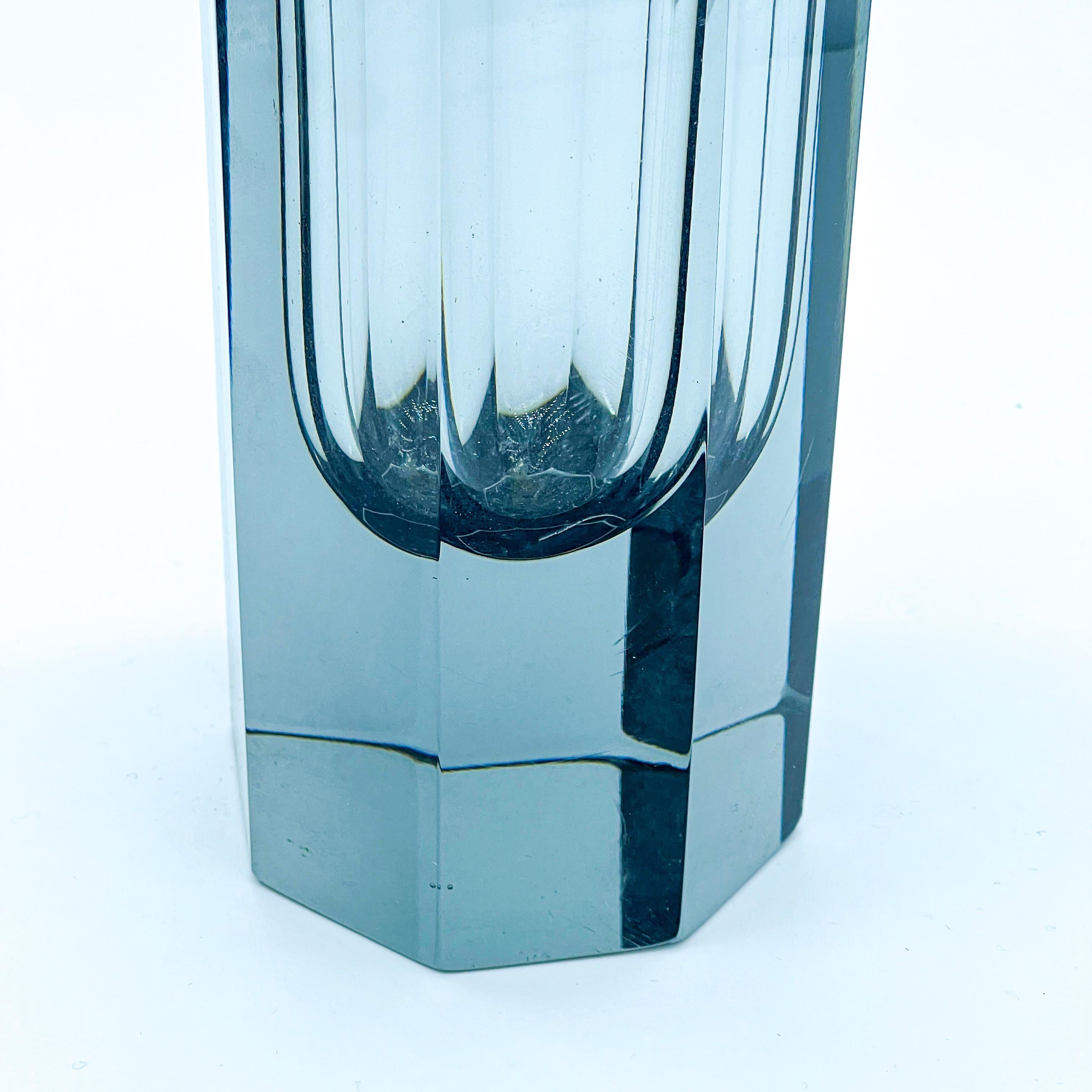 italien Grand et imposant vase vintage Sommerso en verre de Murano gris, style Flavio Poli en vente