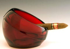 Vintage Big Ashtray Orb in Ruby by Viking Art Glass