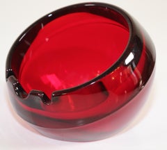 Vintage Big Ashtray Orb in Ruby by Viking Art Glass