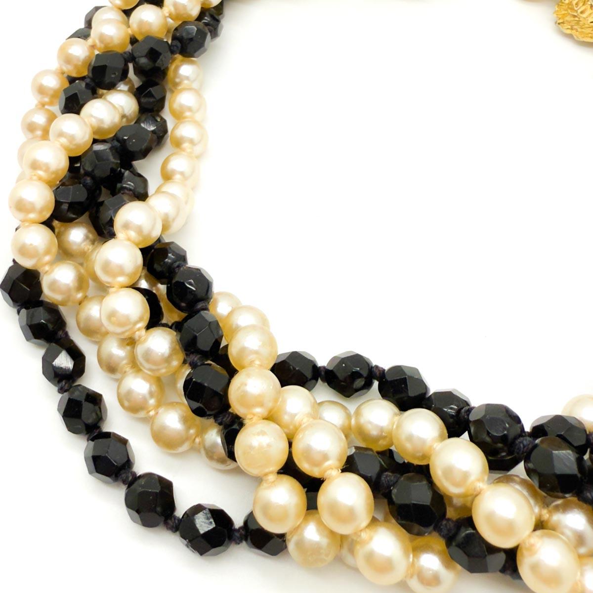 Collana di perle e vetro Big Cat Statement Vintage 1980s in vendita 2