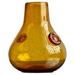 Vintage Big decorative, Tall and Heavy Murano Vase in amber Orange Glass