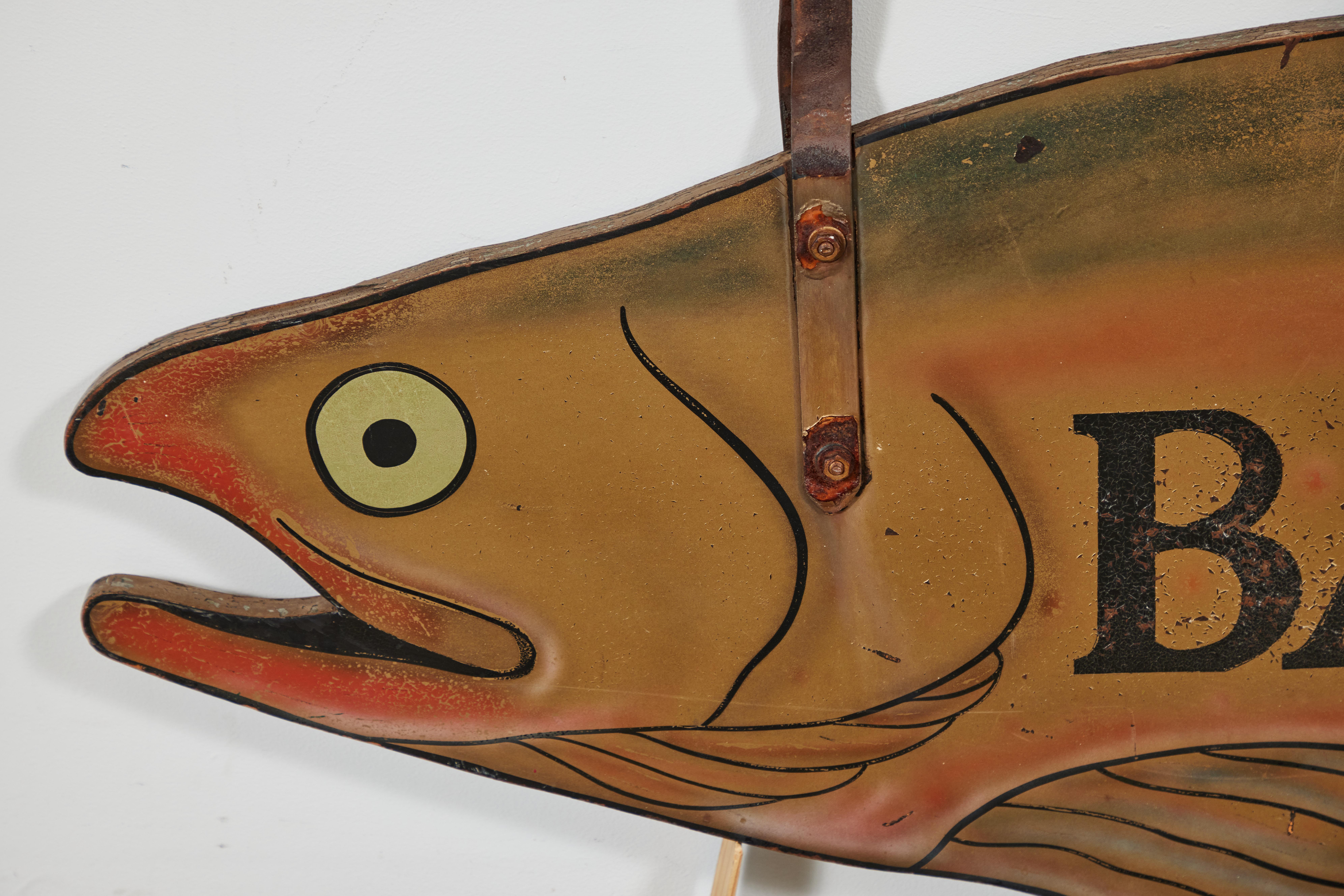 Vintage Big Fish Wood Trade Sign 1