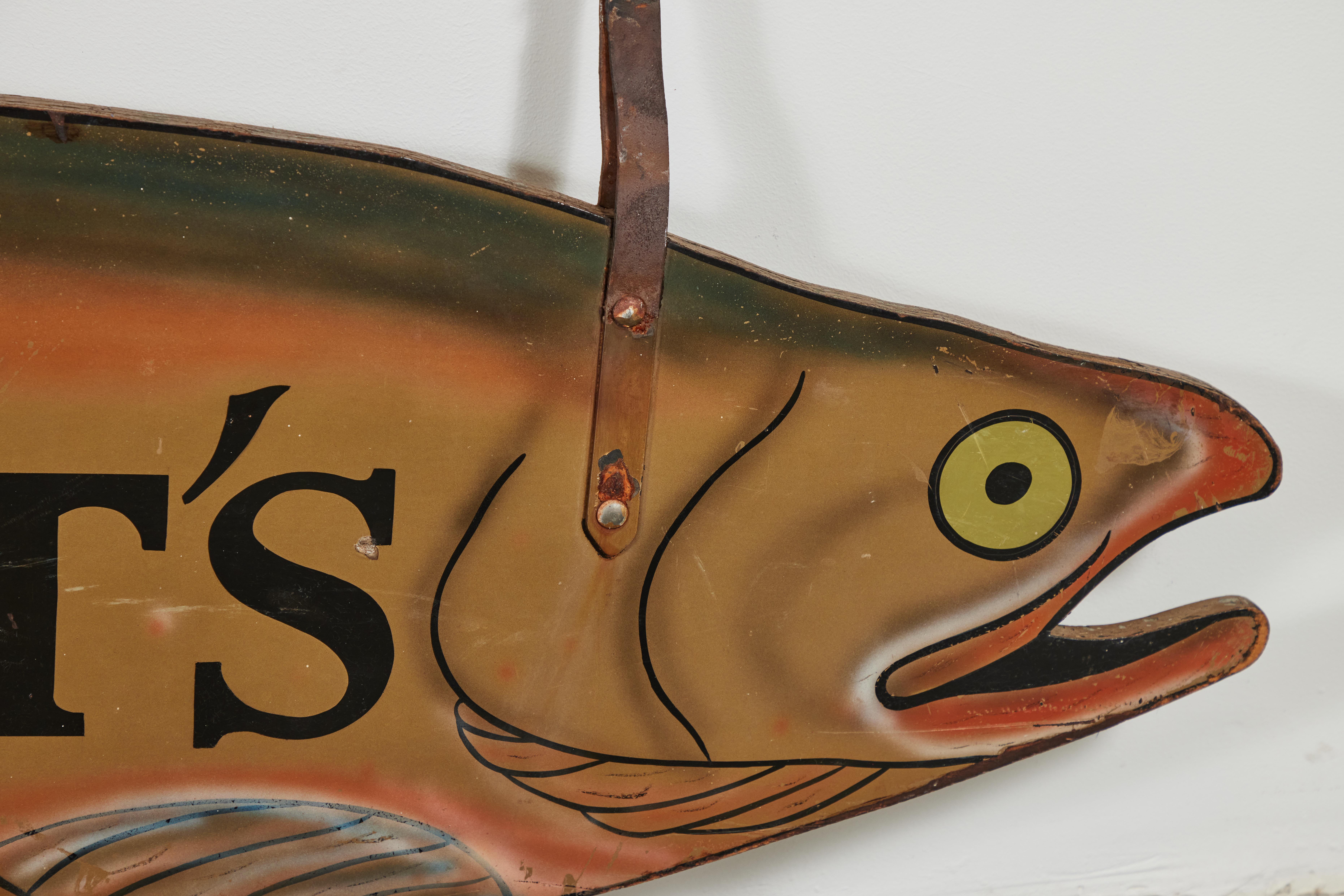 Mid-20th Century Vintage Big Fish Wood Trade Sign