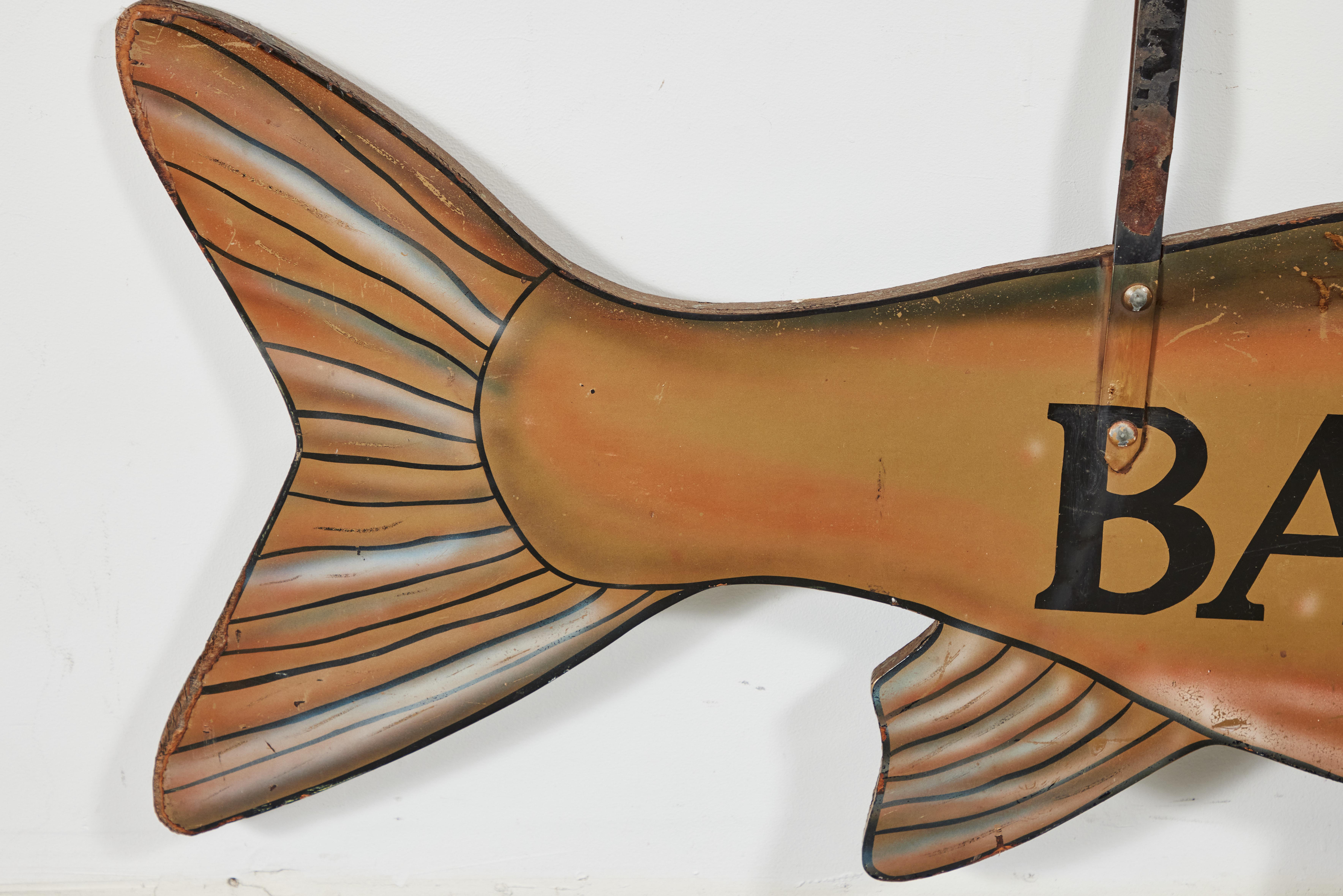 Iron Vintage Big Fish Wood Trade Sign