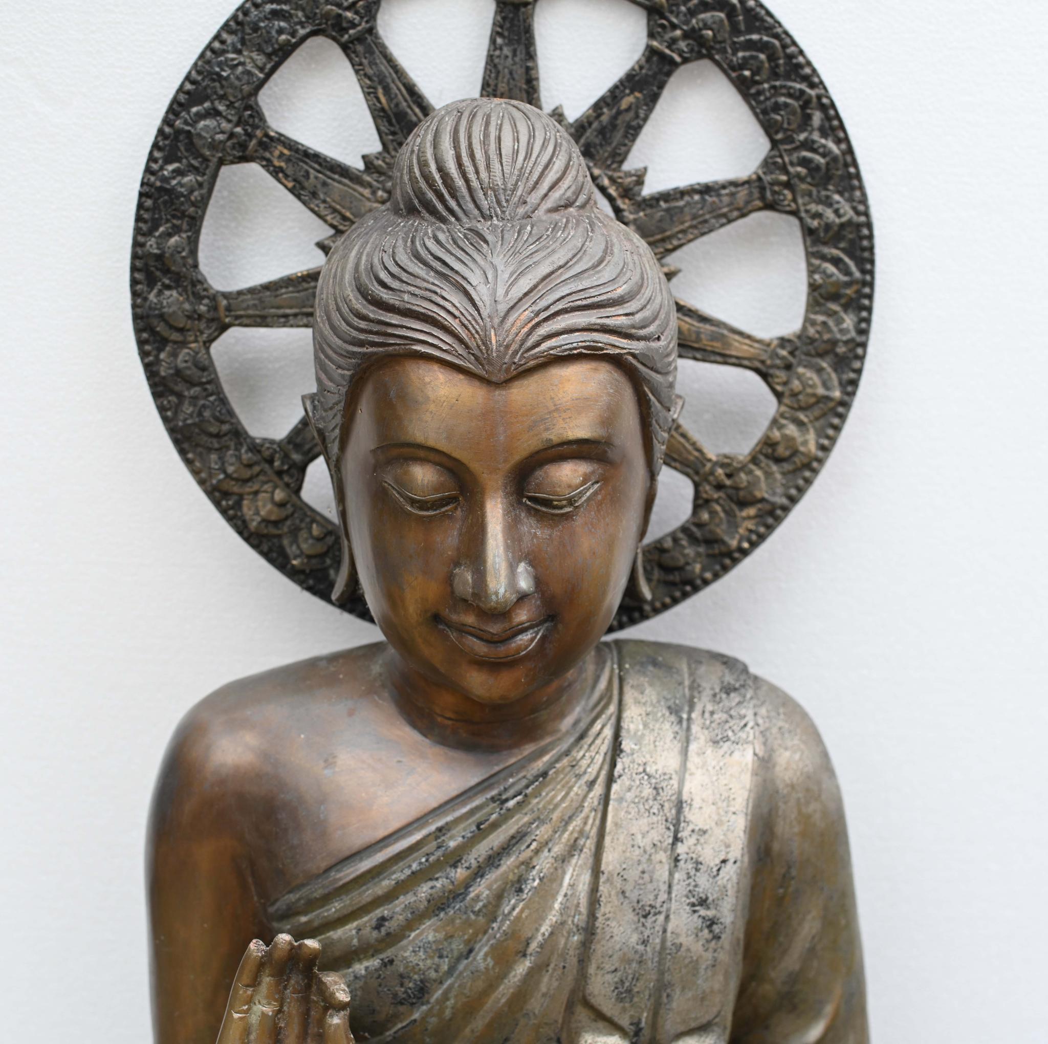 Vintage Big Nepalese Buddha Statue Meditation Pose Garden Casting Mandorla For Sale 1